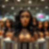 Diverse selection of lace front wigs displayed elegantly