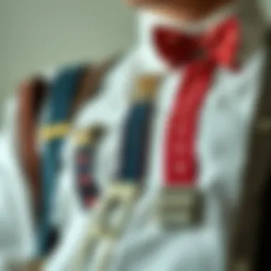 An array of suspenders illustrating personal expression through unique patterns and colors.