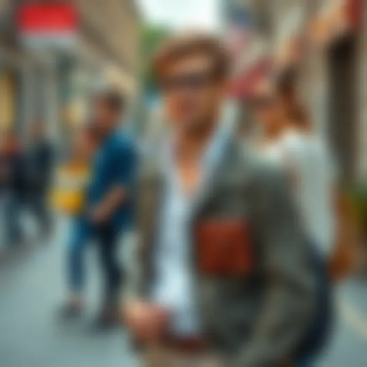 Snap Closure Wallets as Fashion Accessories Fashionable individuals accessorized with snap closure wallets in an urban setting