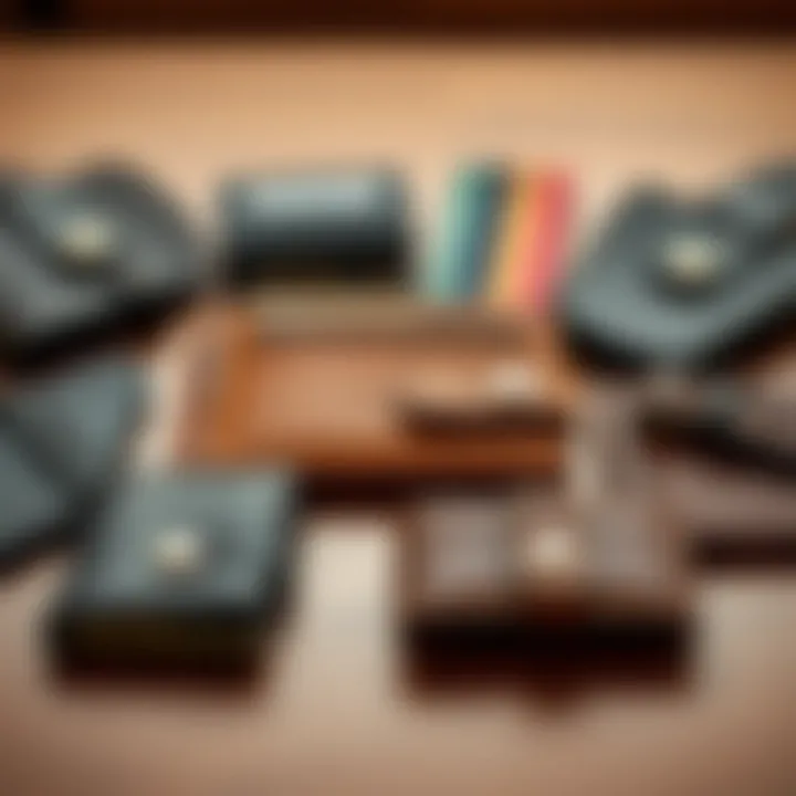 Diverse Materials in Wallet Crafting Different materials used in crafting wallets displayed in a flat lay arrangement
