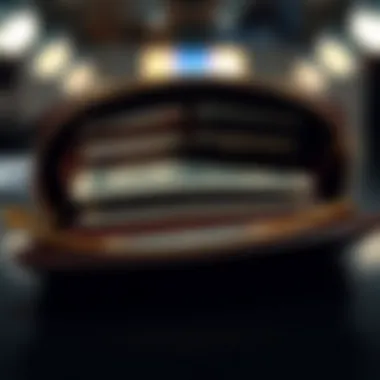 Wallet Interior with Card and Cash Compartments A stylish wallet open to reveal multiple compartments for cards and cash