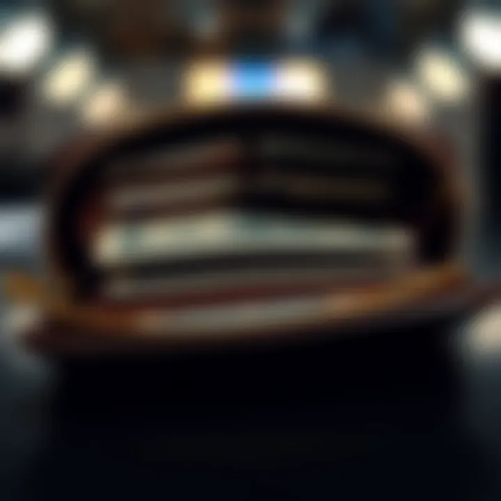 Wallet Interior with Card and Cash Compartments A stylish wallet open to reveal multiple compartments for cards and cash