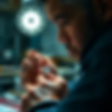 Craftsmanship in Tooth Gem Application Artisan applying a tooth gem with precision tools