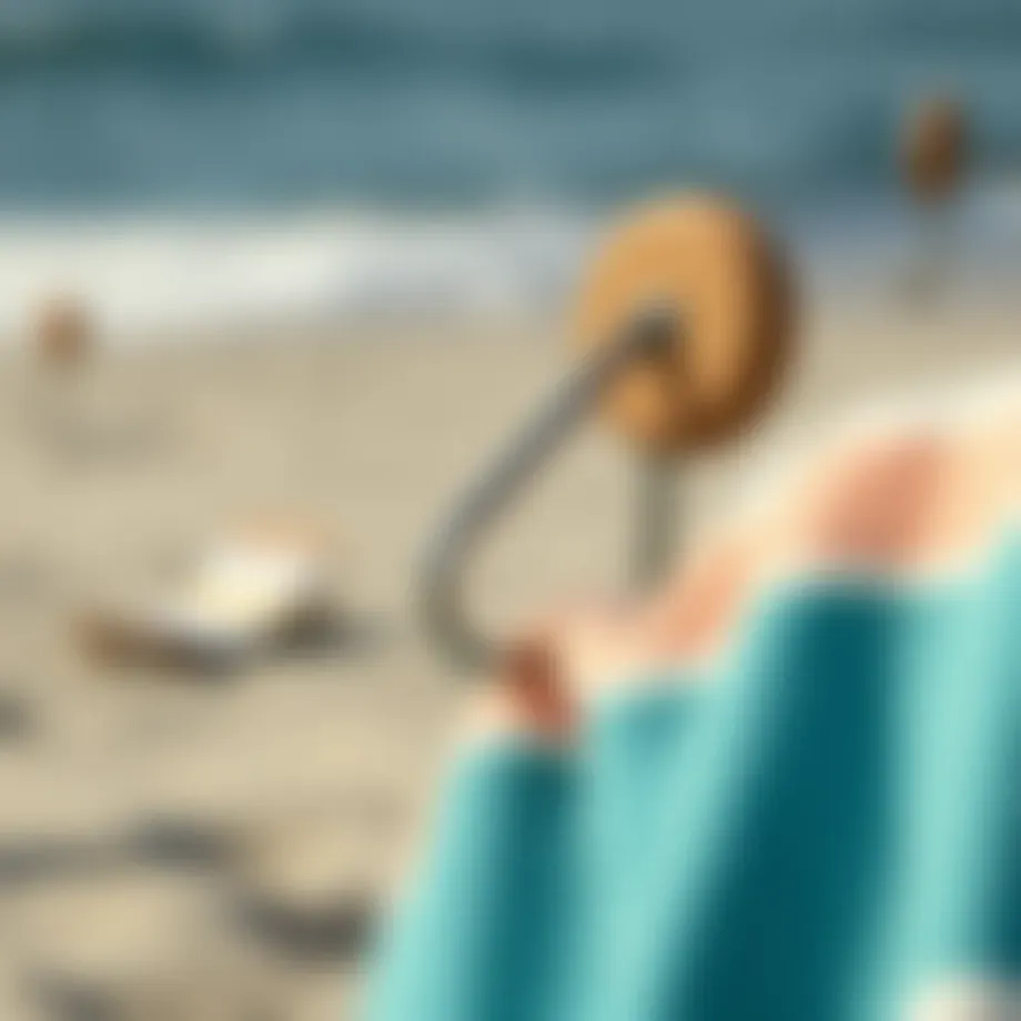Stylish beach hook designed for securing towels on sand