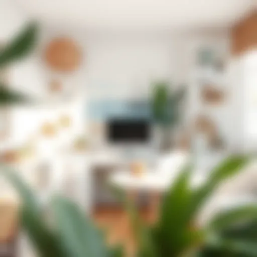 Serene Coastal Workspace Tranquil beach-themed office setup with coastal decor and colors