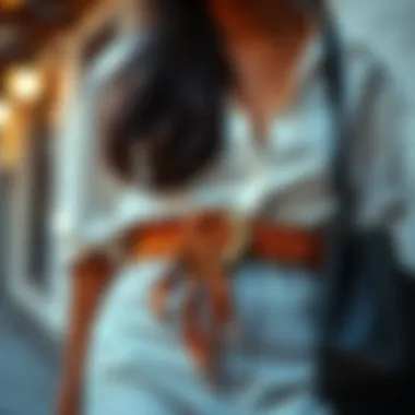 Boho dress belt enhancing a casual outfit