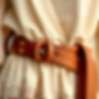 Close-up of various boho dress belt materials
