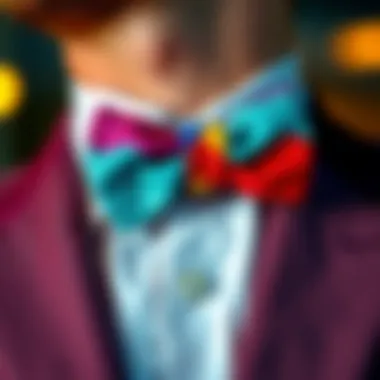 A Splash of Color: The Bow Tie Lapel Pin Close-up of a colorful bow tie lapel pin