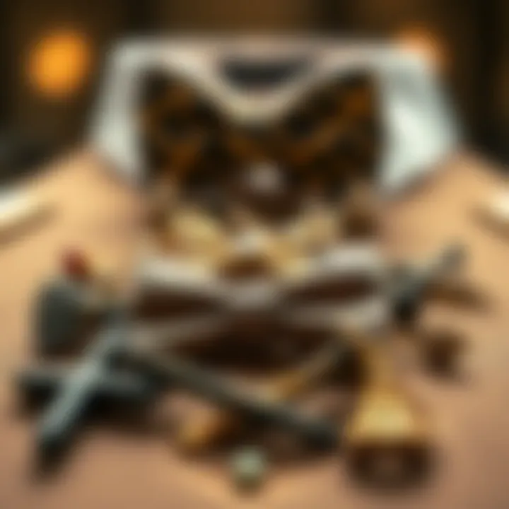 Timeless Treasures: Vintage Bow Tie Lapel Pins Vintage bow tie lapel pins arranged artistically