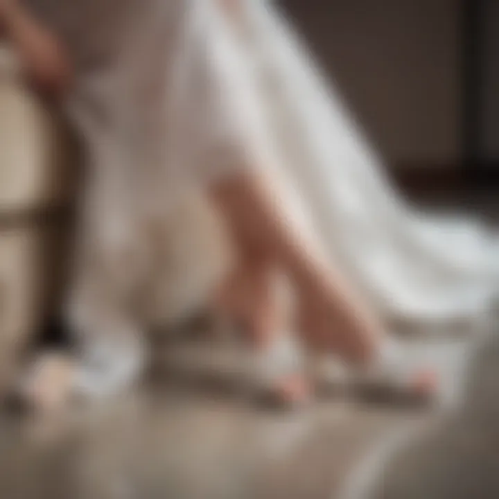 A bride wearing personalized slippers, radiating comfort and style