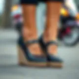 Elegant buckle detail on wedge Mary Janes