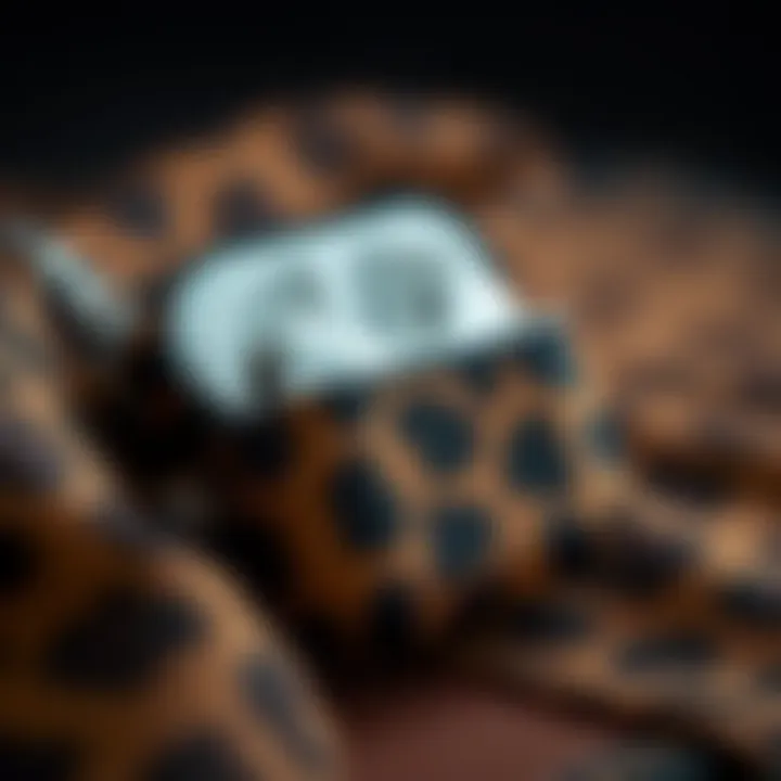 Close-up of premium materials used in a cheetah AirPods case.