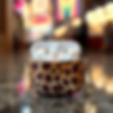 Stylish cheetah print AirPods case showcasing its unique design.