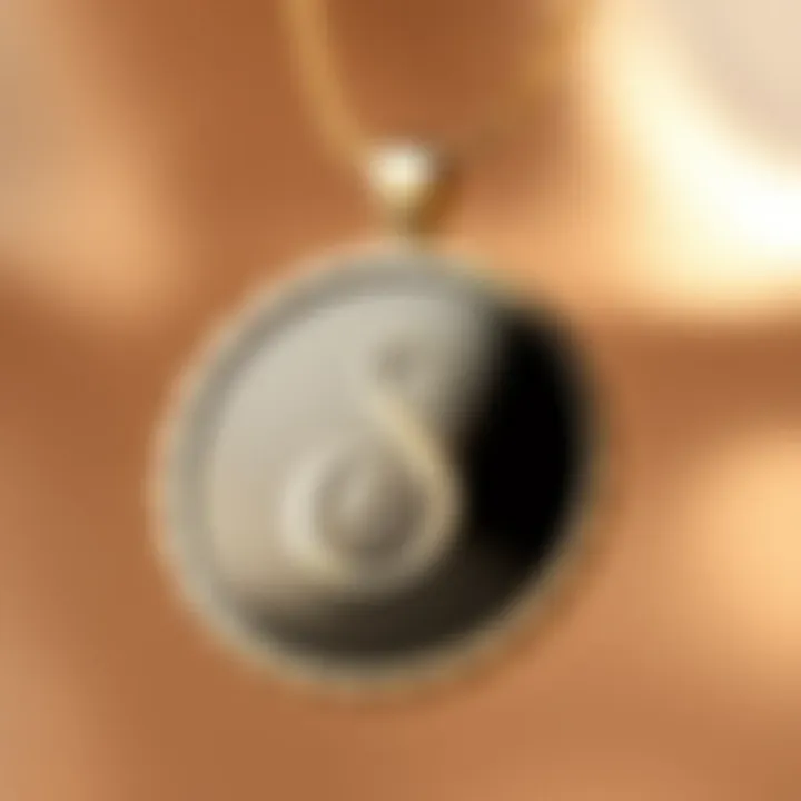 Close-up of personalized pendant with initials