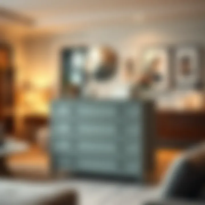 Stylish collapsible chest of drawers in a modern living room setting