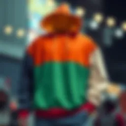 Vibrant colorblock hoodie showcasing unique design elements