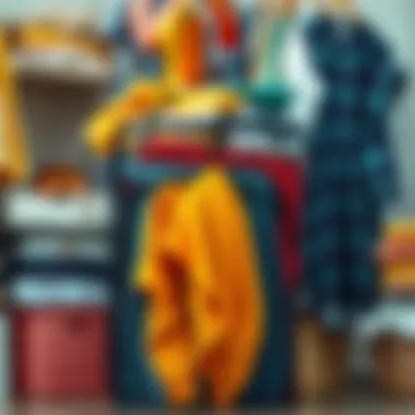 A large mesh laundry bag filled with colorful garments