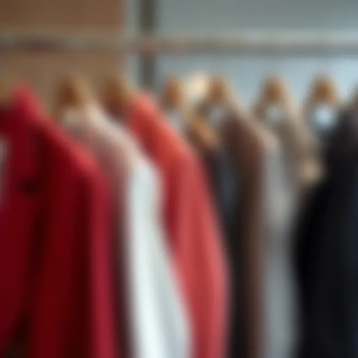 Variety of blazer styles showcased on hangers
