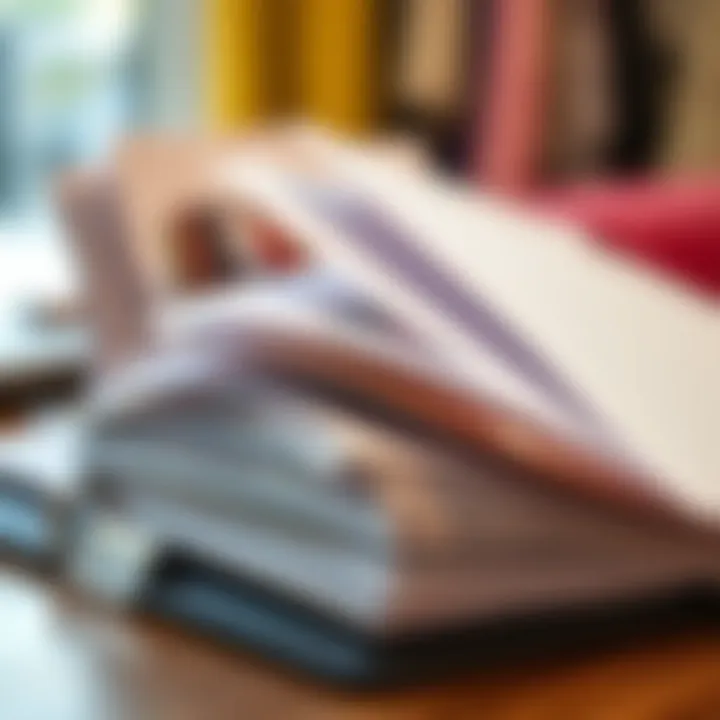 A stylish binder filled with fashion swatches and budget sheets.