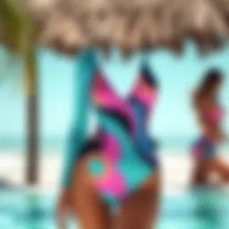 Elegant long sleeve tankini swimsuit in vibrant colors