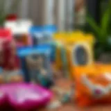 Colorful Jewelry Storage Bags Aesthetic arrangement of colorful plastic jewelry storage bags displaying various jewelry pieces.