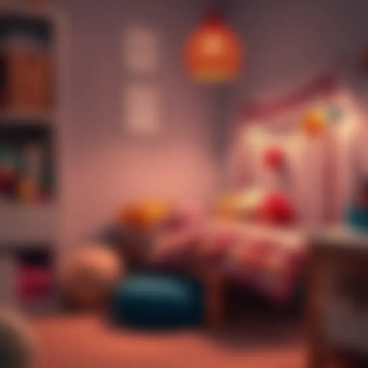 Stylish corner of a child's room showcasing a storage net