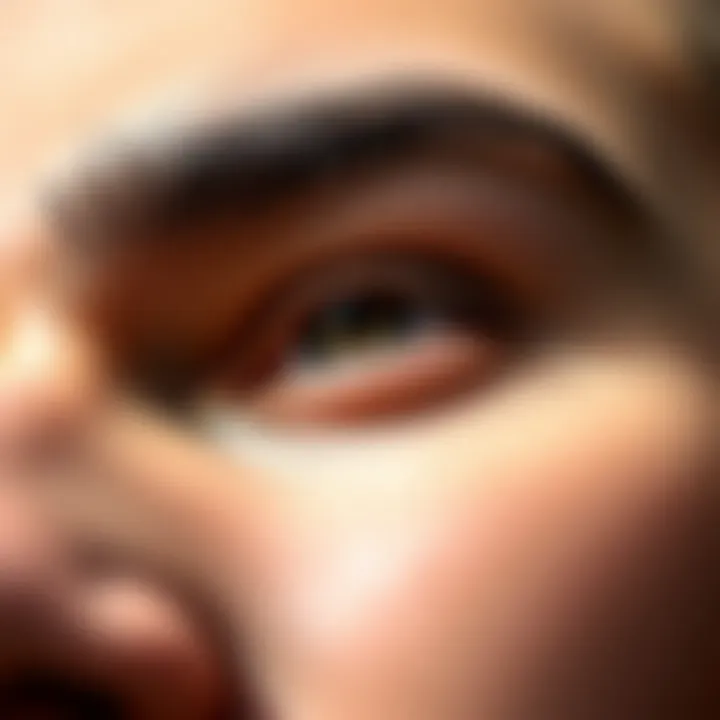 Close-up of expertly shaped eyebrows highlighting grooming results