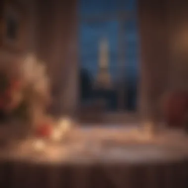 A romantic evening scene with candles and soft drapes capturing the essence of a Parisian night