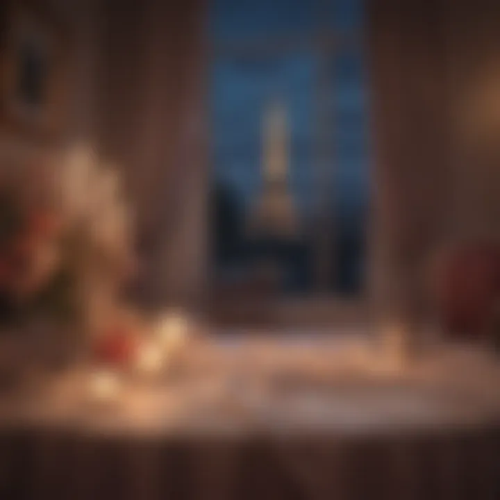 A romantic evening scene with candles and soft drapes capturing the essence of a Parisian night