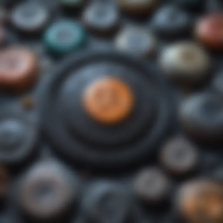 An artistic close-up of a finished picture button highlighting intricate designs