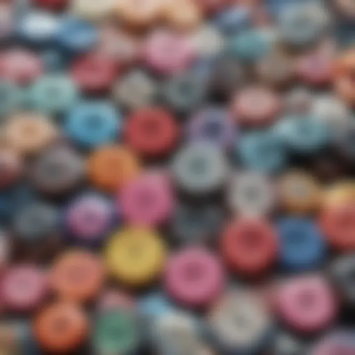 A colorful array of DIY picture buttons showcasing various designs and patterns