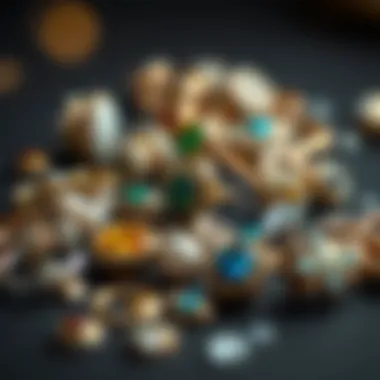 Selection of Materials for Cartilage Earrings A selection of materials used in crafting custom cartilage earrings, including metals and stones.