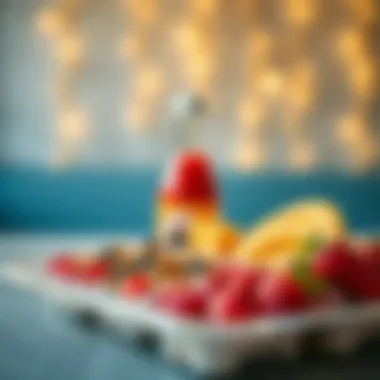 Vibrant Snack Presentation Elegant divided snack container showcasing vibrant fruits and nuts