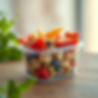 Sustainable Snack Solutions Sustainable divided container filled with assorted healthy snacks