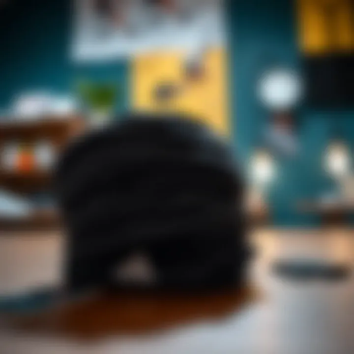 Eco-friendly sweat-wicking headbands displayed on a table