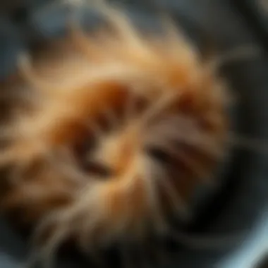 Close-up view of pet hair caught by a specialized filter