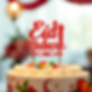 Colorful Eid Mubarak cake topper featuring traditional motifs