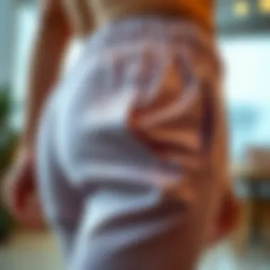 Close-up of the elastic waistband design showcasing comfort features