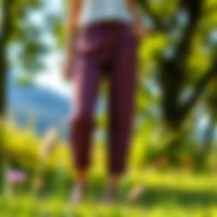 Stylish elastic waistband capri pants in a vibrant outdoor setting