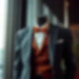 A sophisticated suit ensemble featuring a tailored vest and a stylish bowtie, showcasing contemporary elegance.