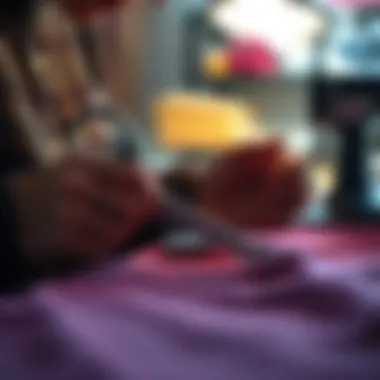 A person expertly cutting fabric with sharp scissors