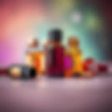 Vibrant Essential Oils Linked to Chakras Close-up of essential oils with vibrant chakra colors