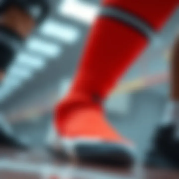 Detailed view of cushioning and support in basketball socks