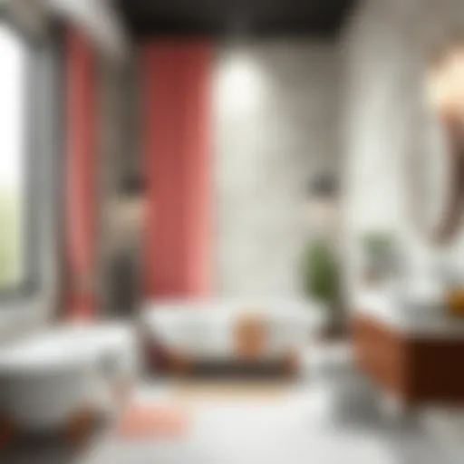 Modern Bathroom Decor Featuring Pink and Brown Shower Curtain Elegant pink and brown shower curtain in a modern bathroom setting