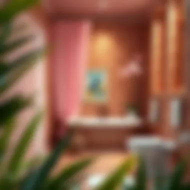 Stylish bathroom decor ideas with pink and brown elements