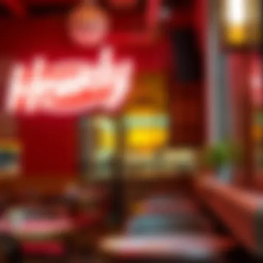 Vibrant Howdy Neon Sign in Cafe A vibrant Howdy neon sign illuminating a cozy cafe interior