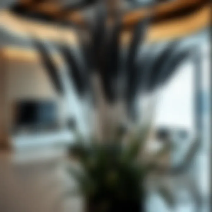 Elegant arrangement of tall black pampas grass in a modern living room