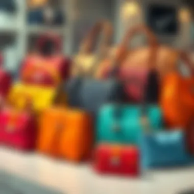 A collection of vibrant purses showcasing various styles and materials