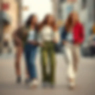 Fashionable outfit combinations featuring bell bottom cargo pants in various styles