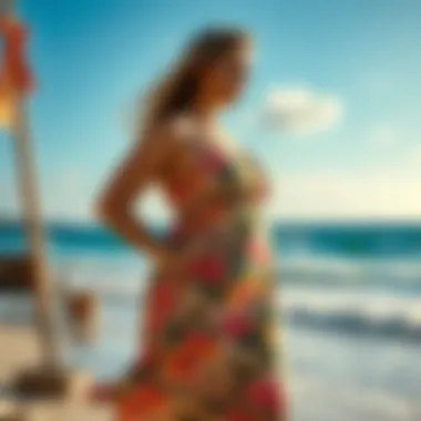 Confidence on the Shore: Stylish Swim Wear Stunning beach view showcasing a confident individual in a stylish swim dress